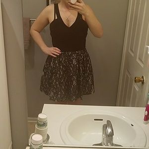 Black and grey lace homecoming dress